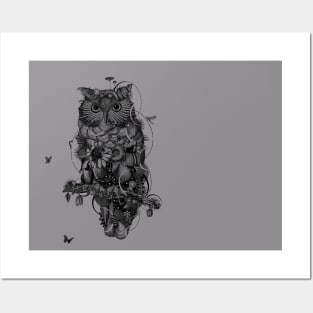 Owl b/w Posters and Art